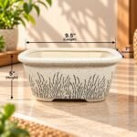 White Black Brushstroke Rectangular Ceramic Planter