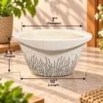 Large White Black Brushstroke Oval Ceramic Planter