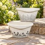Large White Black Brushstroke Oval Ceramic Planter - Image 2