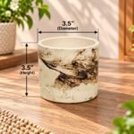 Small Beige Brown Marbled Ceramic Pot