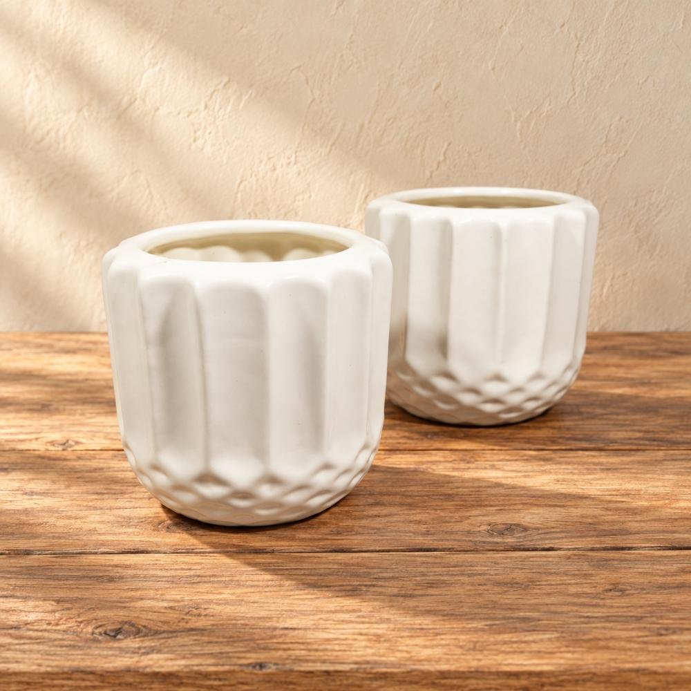 aap-007-white-fluted-ceramic-pot-pair-ai-lifestyle-01 White Fluted Ceramic Pot Pair - Image 1