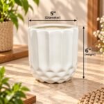 White Fluted Ceramic Pot Pair - Image 3