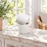 Small Plain White Cylinder Ceramic Pot