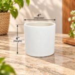 Small Plain White Cylinder Ceramic Pot - Image 2