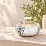 Medium White Blue Marbled Lidded Ceramic Pot - Image 2