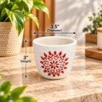 Small White Red Floral Ceramic Pot