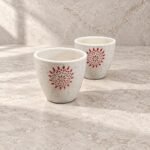 Small White Red Floral Ceramic Pot - Image 4