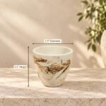 Small Beige Black Marbled Botanical Ceramic Pot - Image 2