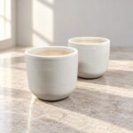 Small Smooth White Rounded Ceramic Pot