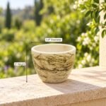 Small Beige Marbled Ceramic Pot - Image 2