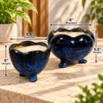 Dark Blue Decorative Ceramic Pot Set - Image 3