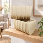 White Ribbed Rectangular Ceramic Planter - Image 2