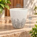 Medium White Black Brushstroke Cylinder Ceramic Pot