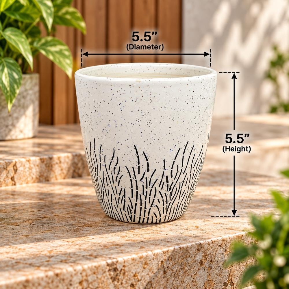 aap-022-medium-white-black-brushstroke-cylinder-ceramic-pot-lifestyle-1 Medium White Black Brushstroke Cylinder Ceramic Pot - Image 1