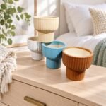 Assorted Color Ribbed Ceramic Pot Set - Image 2