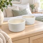 Medium White Low Bowl Ceramic Planter - Image 2