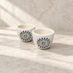 Small Black White Floral Ceramic Pot