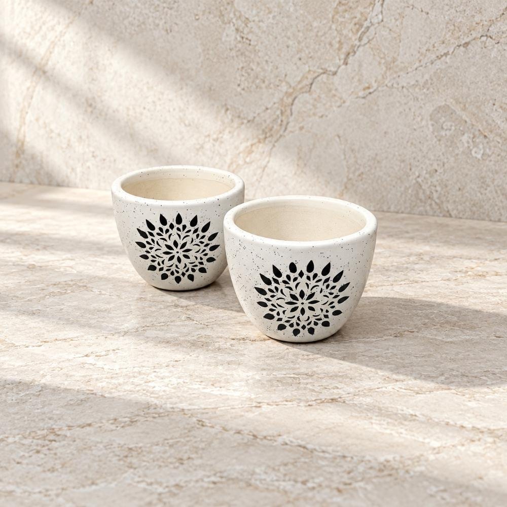aap-028-small-black-white-floral-ceramic-pot-lifestyle-2 Small Black White Floral Ceramic Pot - Image 1