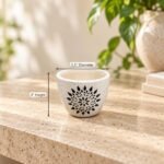 Small Black White Floral Ceramic Pot - Image 2