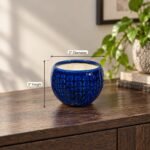 Small Cobalt Blue Textured Round Ceramic Pot - Image 2