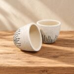 Small White Black Floral Ceramic Pot