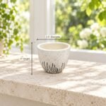Small White Black Floral Ceramic Pot - Image 2