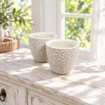 Small Ivory Speckled Textured Ceramic Pot