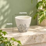 Small White Black Brushstroke Cylinder Ceramic Pot - Image 2