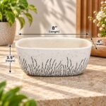 Medium Wide White Black Brushstroke Ceramic Planter - Image 2