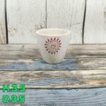 Small Speckled White Red Floral Ceramic Pot - Image 2