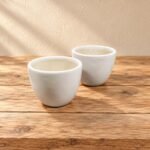Small Plain White Rounded Ceramic Pot