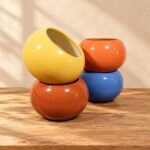 Assorted Color Round Ceramic Pot Set