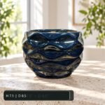 Large Navy Wave Textured Round Ceramic Pot - Image 2