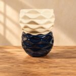 Medium Multicolor Wave Textured Ceramic Pot