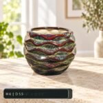 Medium Multicolor Wave Textured Ceramic Pot - Image 2