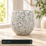 Medium White Speckled Tapered Ceramic Pot - Image 2