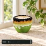 Small Green Black Drip Glaze Ceramic Pot - Image 2