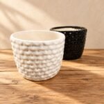 Medium Black Dimpled Textured Ceramic Pot