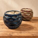Medium White Wavy Textured Ceramic Pot