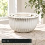 Large White Ribbed Bowl Ceramic Planter - Image 2