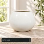 Medium Smooth White Round Ceramic Pot - Image 2
