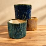 Medium Dark Blue Glossy Cylinder Ceramic Pot