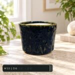 Medium Dark Blue Glossy Cylinder Ceramic Pot - Image 2