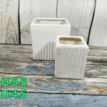 Medium White Rectangular Ceramic Planter Set - Image 2