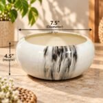 White Pink Marbled Lidded Ceramic Pot - Image 2