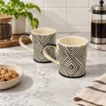 Black White Geometric Ceramic Mug