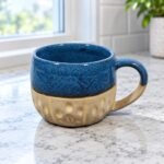 Blue Beige Textured Ceramic Mug - Image 2