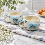Blue Bow Short Ceramic Cup