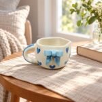 Blue Bow Short Ceramic Cup - Image 2