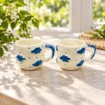 Blue Floral Ceramic Mug Set - Image 2